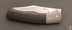   Couteau " custom " liner-lock par Emmanuel Lebrun - Carbone/Titane et lame en RWL34