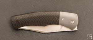   Couteau " custom " liner-lock par Emmanuel Lebrun - Carbone/Titane et lame en RWL34