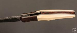   Couteau  "  custom " de Berthelemy Gabriel - La Forge Agab - Ivoire de mammouth et Damas