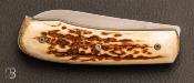 Couteau custom pliant de David Lespect - Bois de cerf et RWL34