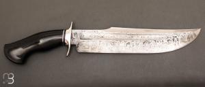  Couteau   "  Pièce Unique " damas et micarta custom fixe de Samuel Lurquin