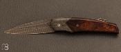 Couteau de collection " Fourmi " bois de fer d'Arizona et damas par Vincent Saja