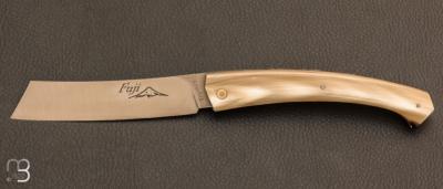 Couteau de poche cran forcé le Fuji par la Coutellerie Teymen - Corne Blonde
