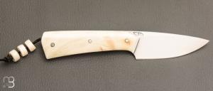   Couteau  droit " Pièce unique " custom par Christophe Arbogast - Ivoire de phacochère et RWL34