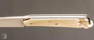   Couteau  droit " Pièce unique " custom par Christophe Arbogast - Ivoire de phacochère et RWL34