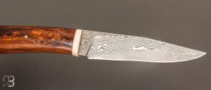  Couteau droit par Nicolas Mestrallet - Atelier du couteau de Vaunaveys - Lame forgée acier damas et bois de fer