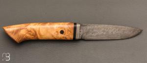    Couteau fixe loupe de robinier et Lame forgée acier damas par Jean Paul Sire
