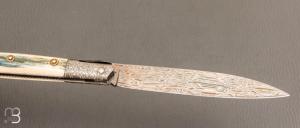   Couteau " Issoire " de Jean Pierre Veysseyre - Ivoire de mammouth et lame damas