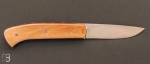 Couteau " custom " pliant ivoire de mammouth et RWL-34 par Joël Grandjean