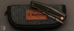 Couteau  "  custom " liner-lock par Diogo Wojakevicz - G-10 et lame damas mosaïque