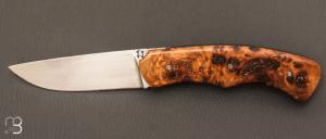  Couteau " Pice unique " par Jol Grandjean - loupe de marronnier et lame en RWL34