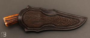   Couteau " Tsavo " fixe de Samuel Lurquin cerf sambar et lame damas
