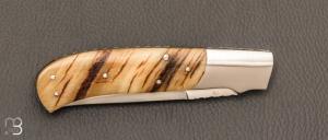    Couteau " side-lock  " custom par W.D. Pease - Corne de bélier
