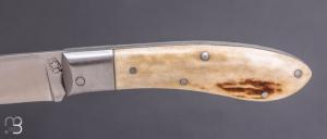    Couteau de poche à cran carré Pierre Henri Monnet - Bois de cerf et 90McV8