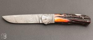  Couteau " Custom Lock Back " de Ken Steigerwalt - Damas et Amber stag 