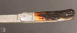  Couteau " Custom Lock Back " de Ken Steigerwalt - Damas et Amber stag 