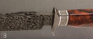    Couteau droit de collection  par Anthony Brochier - Bois de fer d'Arizona et damas mosaïque