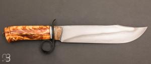 Couteau "  Gros Bowie " fixe de Benoit Maguin - 80Crv2 et fourche de peuplier stabilisée