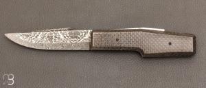  Couteau " Lock Back " custom pliant Fibres de carbone et damas par Eric Depeyre