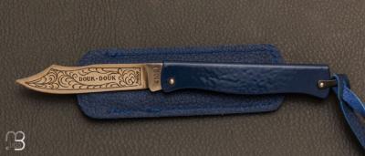 Petit Couteau de poche Douk-Douk bleu avec étui