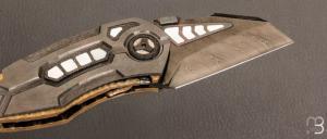  Couteau  " Tank Mandalorian " Bjorkmans damascus et zirconium par Messori Knives