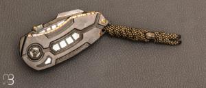  Couteau  " Tank Mandalorian " Bjorkmans damascus et zirconium par Messori Knives