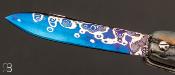 Canif 10 cm 3 pièces - Mammouth et damas bleu par J. Mongin