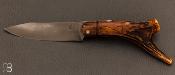 Couteau de poche à friction - Bois de cerf poli - Pierre Henri Monnet