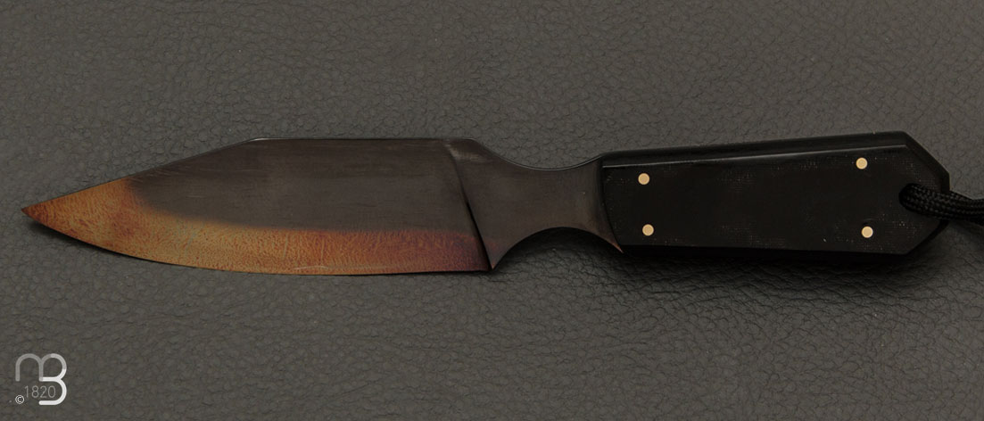 Couteau Deadwood bowie black micarta custom par Fred Perrin