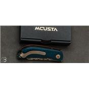 Couteau de poche Mcusta MC-213D First Production - Damas Micarta jute bleu et orange