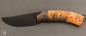    Couteau " 1310 " liner lock de SMZ Flammes de forge - Loupe d'érable Négundo et 80CrV2