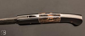   Couteau 1515 de poche collection " Trilogie" par Manu Laplace - Corne de buffle/Mammouth et lame damas Vegas Forge