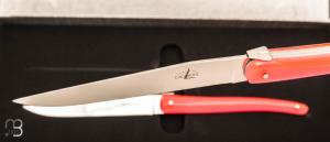  Coffret de 2 couteaux de table Laguiole par J. -M. Wilmotte - Rouge brillant