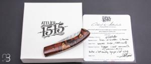   Couteau "1515 collection Globetrotter" par Manu Laplace - Loupe d'érable et lame damas