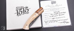       Couteau " 1515 collection Globetrotter " par Manu Laplace - Os de renne/Hêtre échauffé