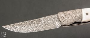    Couteau 1515 collection "Haute Création" par Manu Laplace - Nacre blanche et météorite