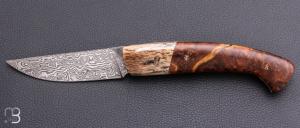   Couteau " 1515 collection Globetrotter " par Manu Laplace - Loupe de marronnier et lame damas