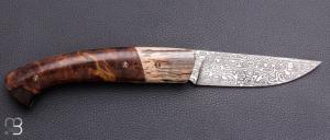   Couteau " 1515 collection Globetrotter " par Manu Laplace - Loupe de marronnier et lame damas