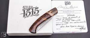   Couteau " 1515 collection Globetrotter " par Manu Laplace - Loupe de marronnier et lame damas