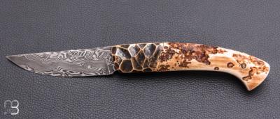  Couteau 1515 collection " Primitive  " par Manu Laplace - Ivoire de mammouth et lame damas