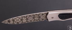    Couteau " 1820 Berthier " interframe par Charles Bennica - Damas de Ettore Gianferrari et Gold Sheen obsidian