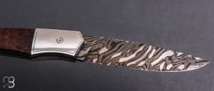   Couteau " 1820 " par Tim Bernard - Carapace de tatou et lame en damas mosaïque