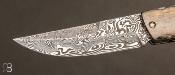 Couteau de poche Atelier 1515 pièce unique - Damasteel et Mammouth fossilisé