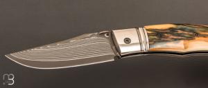  Couteau " BAD ASS " custom par Raphaël Durand - Ivoire de mammouth et lame Suminagashi SGPS