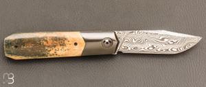  Couteau "Barlow" custom par Romain Lopez - Ivoire de mammouth et Damasteel