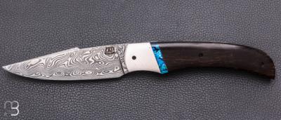 Couteau "Bora Bora" par Lames de l'Ouest - Palmier et Damasteel