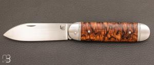 Couteau "  Bouledogue" fait main par Laurent Gaillard - Loupe Erable / 14C28N