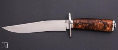     Couteau "Bowie" de Nicolas Mestrallet - Atelier du couteau Vaunaveys - Hêtre echauffé et 80CrV2