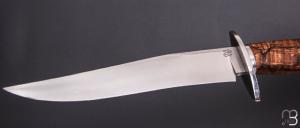     Couteau "Bowie" de Nicolas Mestrallet - Atelier du couteau Vaunaveys - Hêtre echauffé et 80CrV2