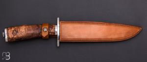     Couteau "Bowie" de Nicolas Mestrallet - Atelier du couteau Vaunaveys - Hêtre echauffé et 80CrV2
